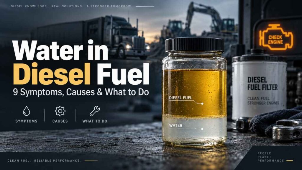 Water separated from diesel fuel showing contamination symptoms and causes