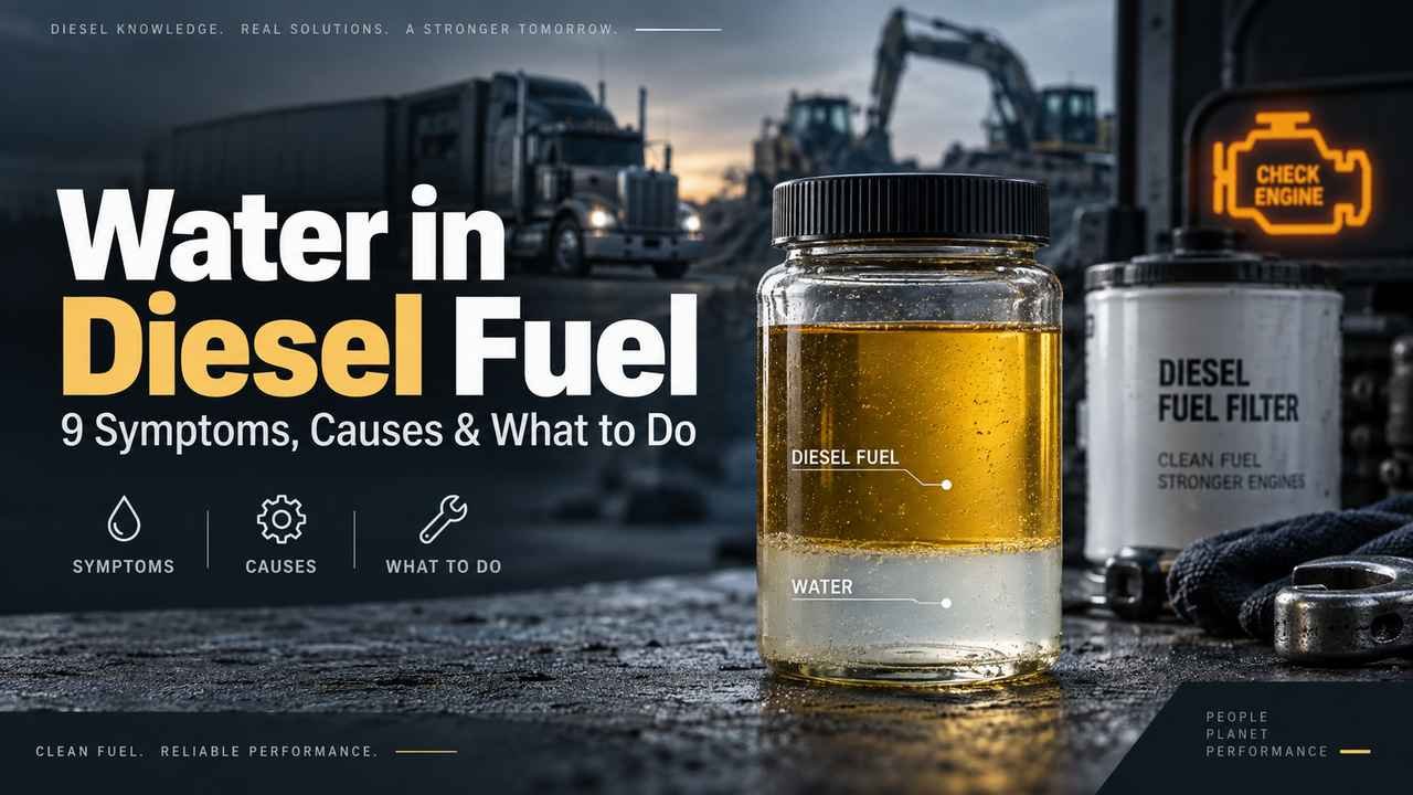 Water separated from diesel fuel showing contamination symptoms and causes