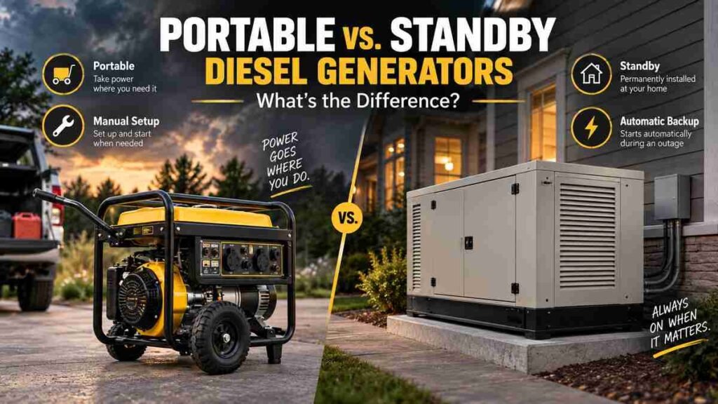 Portable vs. Standby Diesel Generators: What’s the Difference?