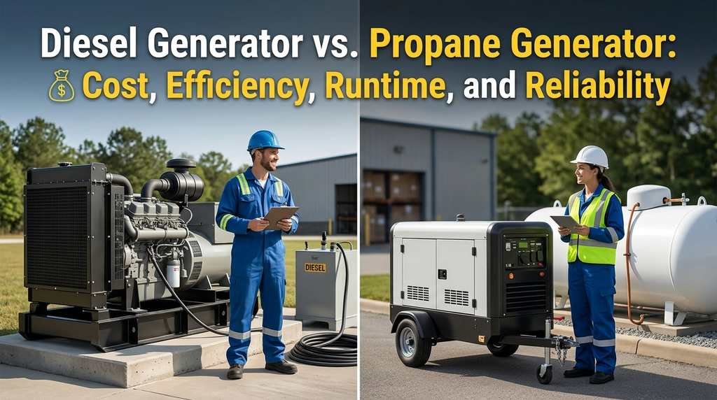 Diesel Generator vs. Propane Generator: Cost, Efficiency, Runtime, and Reliability