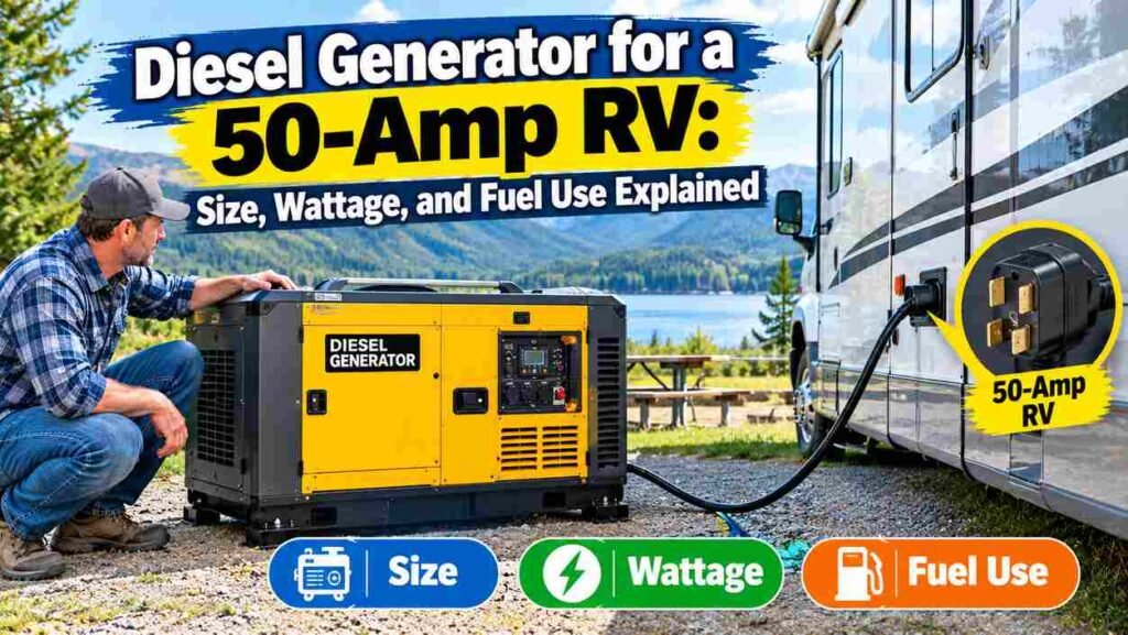 Diesel Generator for a 50-Amp RV: Size, Wattage, and Fuel Use Explained