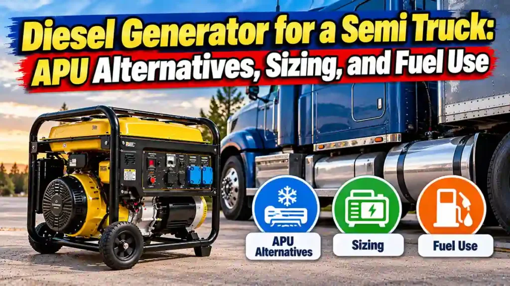 Diesel Generator for a Semi Truck: APU Alternatives, Sizing, and Fuel Use